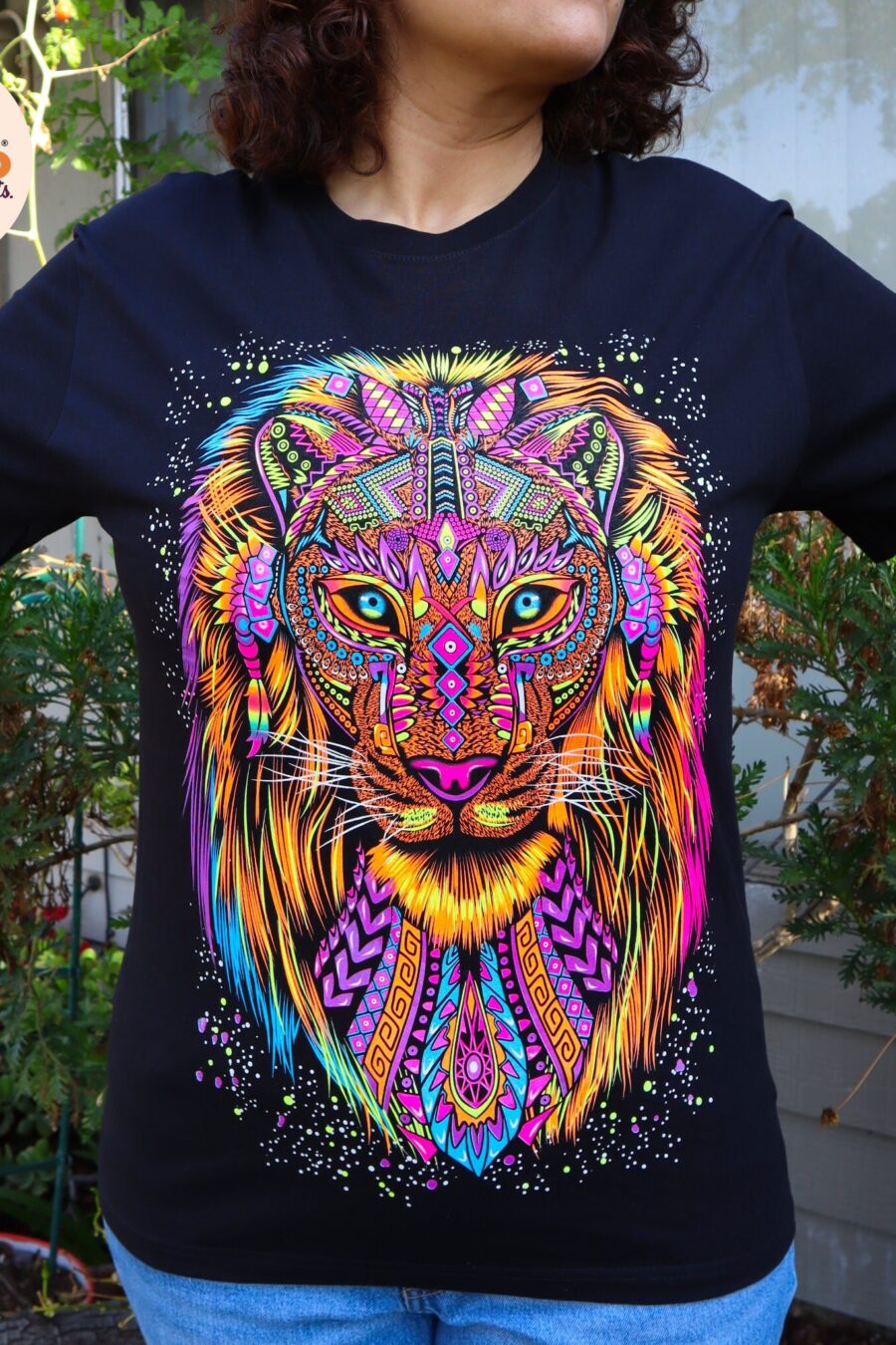 Jaguar T-shirt, Panther T-shirt, lion shirt, Unique Screen-printing T-shirt, Mexican style, Mayan style, Aztec style, Glow in neon lights