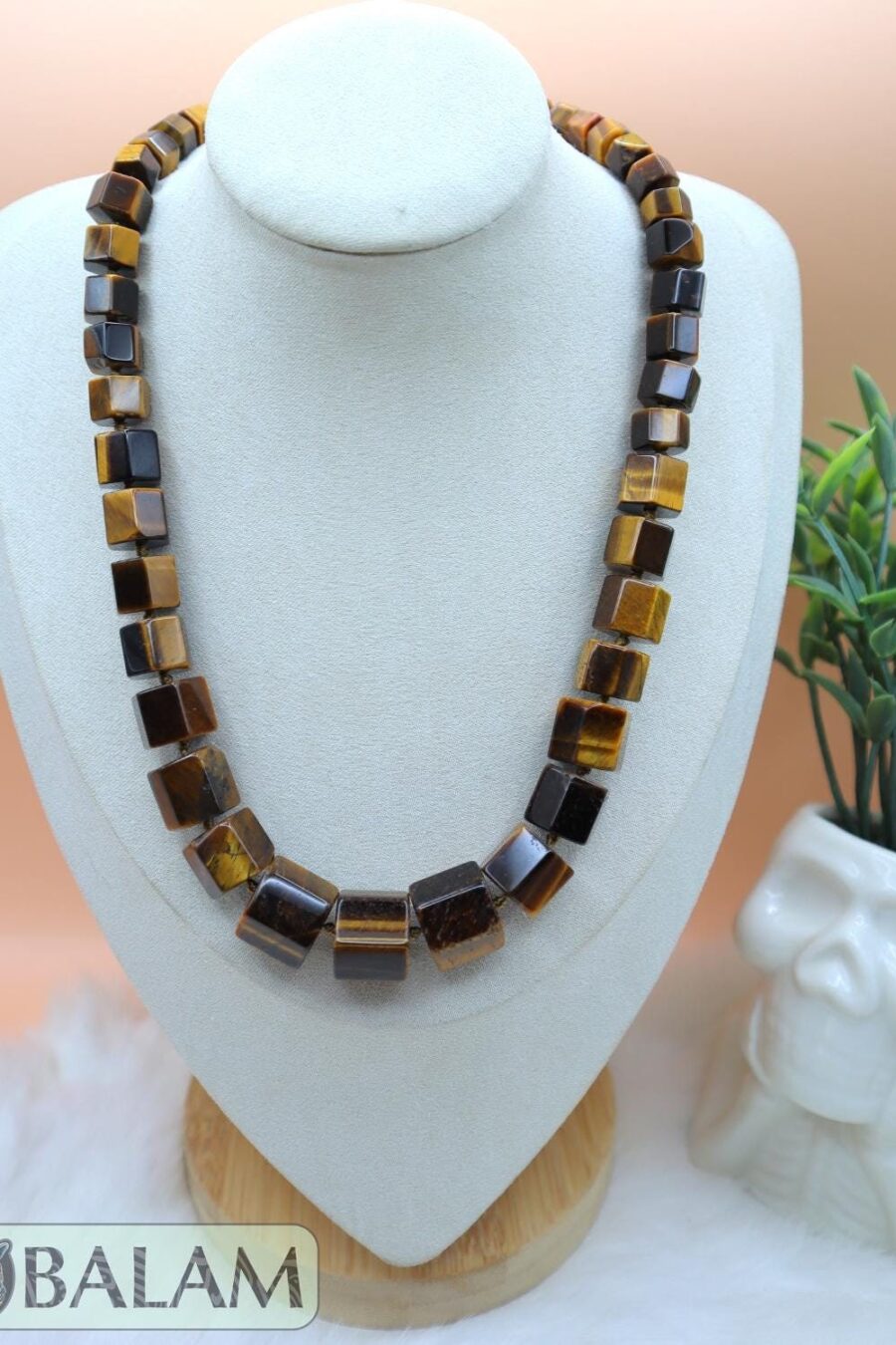 Tigers' eye necklace, The Mayan necklace, Ceremonial Necklace, tigers' eye beads.  19 inches