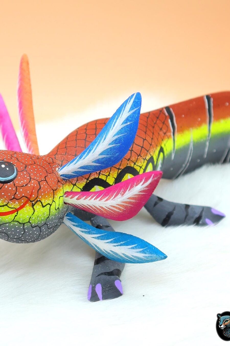 Little Ajolote alebrije, Alebrije from Oaxaca, Copal wood sculpture, Alebrije art, cute Axolotl alebrije, Salamander, Cute axolotl alebrije.
