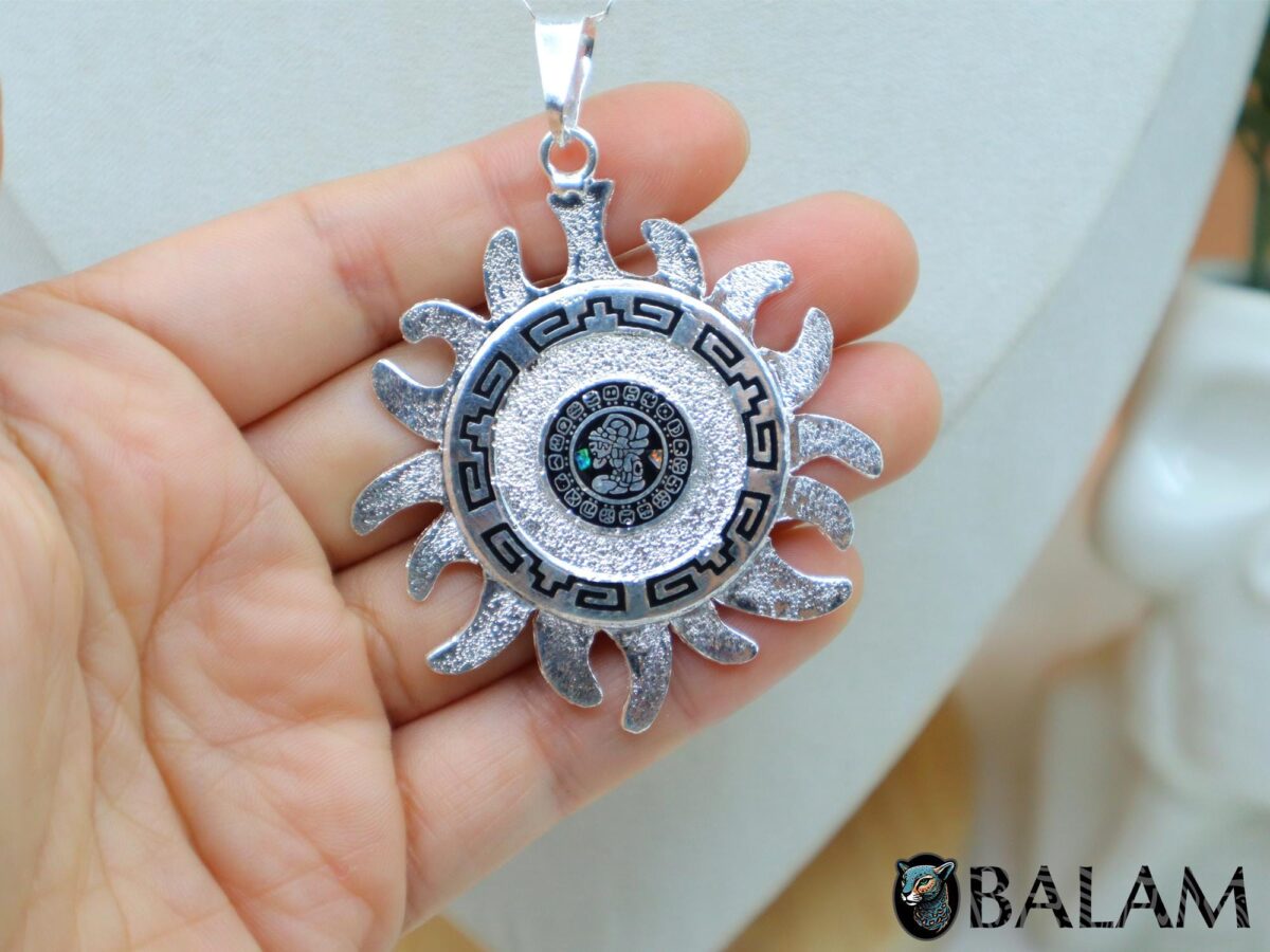 Silver Sun pendant, Mayan Calendar sun, 2 inches pendant, 925 silver. Mayan symbols. Read Description - Image 6
