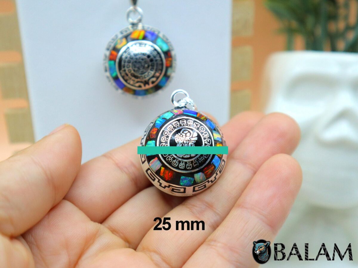 Angel Caller, Harmony ball, Chime bell pendant, 25 mm pendant (Big), 925 silver. Mayan Aztec Calendar. Multicolor. Read Description - Image 7
