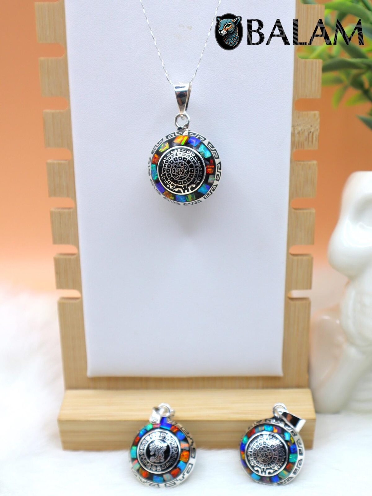 Angel Caller, Harmony ball, Chime bell pendant, 25 mm pendant (Big), 925 silver. Mayan Aztec Calendar. Multicolor. Read Description - Image 5