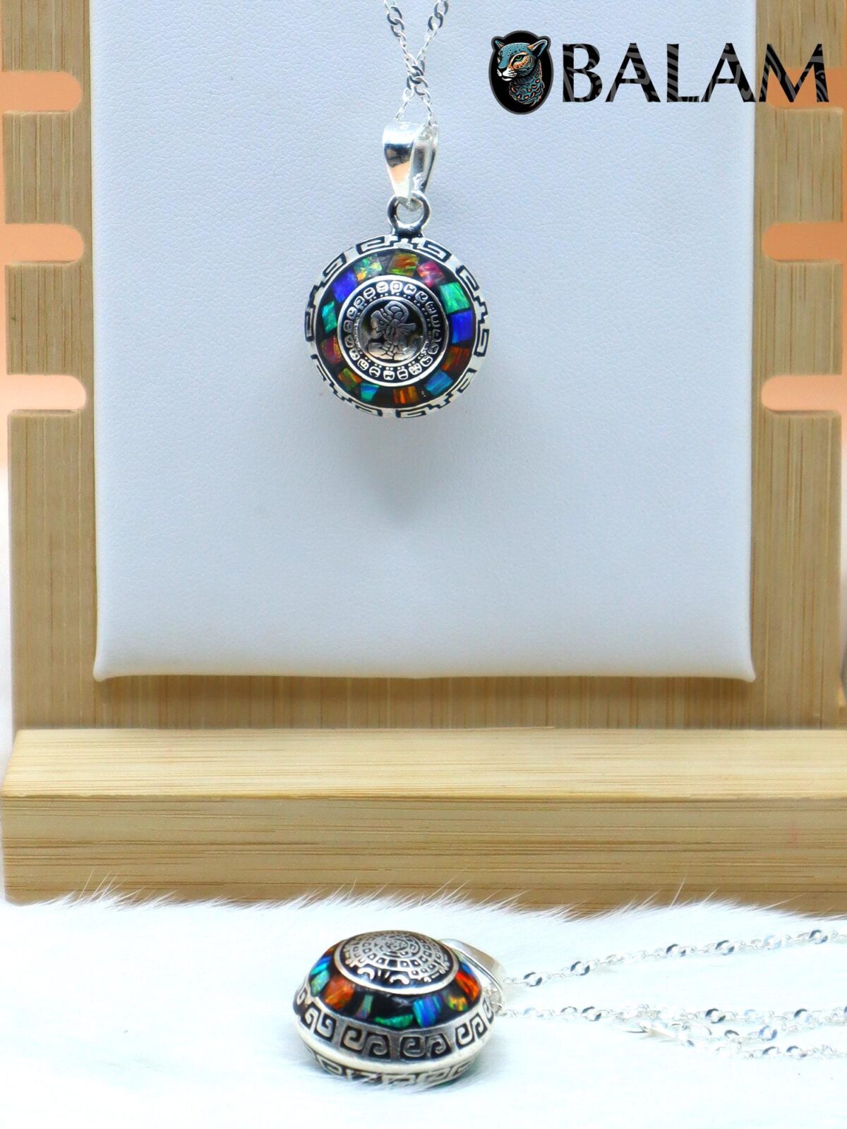 Angel Caller, Harmony ball, Chime bell pendant, 25 mm pendant (Big), 925 silver. Mayan Aztec Calendar. Multicolor. Read Description - Image 6
