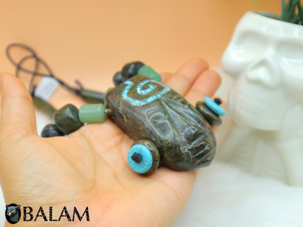 Mayan Ceremonial, Ceremonial Necklace, Pakal King, Mayan Jade bead Necklace, Jade, green aventurine, turquoise necklace. Read Description - Image 2