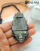 Obsidian Mask necklace, Obsidian Beads, Ceremonial Necklace, Obsidian.