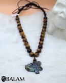Quetzalcoatl necklace, Ceremonial Necklace, Aztec deity, Kukulcan Mayan deity, Labradorite carved, tigers' eye beads. Read DESCRIPTION