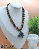 Quetzalcoatl necklace, Ceremonial Necklace, Aztec deity, Kukulcan Mayan deity, Labradorite carved, tigers' eye beads. Read DESCRIPTION