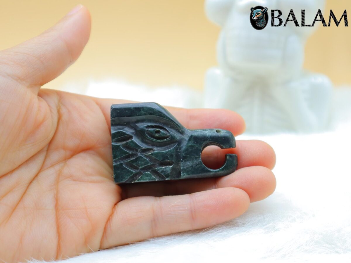 Aguila pendant, Eagle head, green jade pendant, Ceremonial Necklace, Jade Necklace. Aztec god. Read Description - Image 3