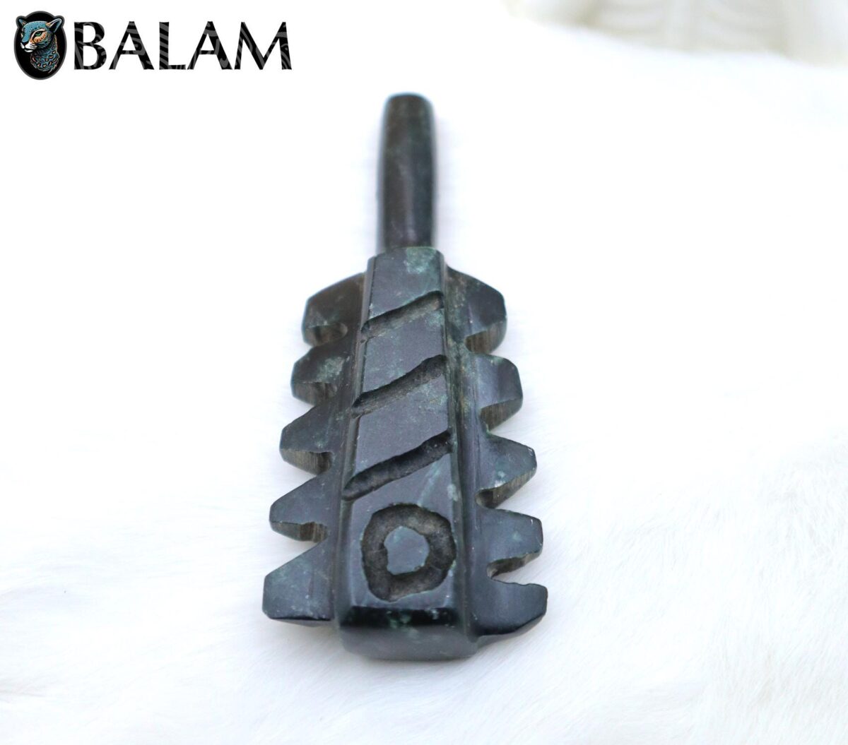 Macuahuitl pendant, Aztec weapon, green jade pendant, Ceremonial Necklace, Jade Necklace. Aztec god. Read Description - Image 5