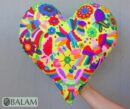 Mexican Cat throw Pillow, Felt Pillow, Mexican Heart throw Pillow, Colorful cushion.