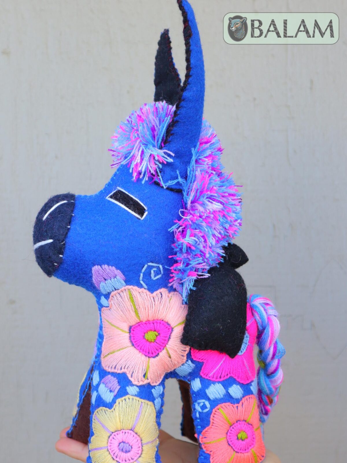 Donkey stuffed animal, Lion stuffed animal, Colorful Mexican handmade plushies, stuffed natural felt animal, Donkey Plushies. 10 - 12'' tall