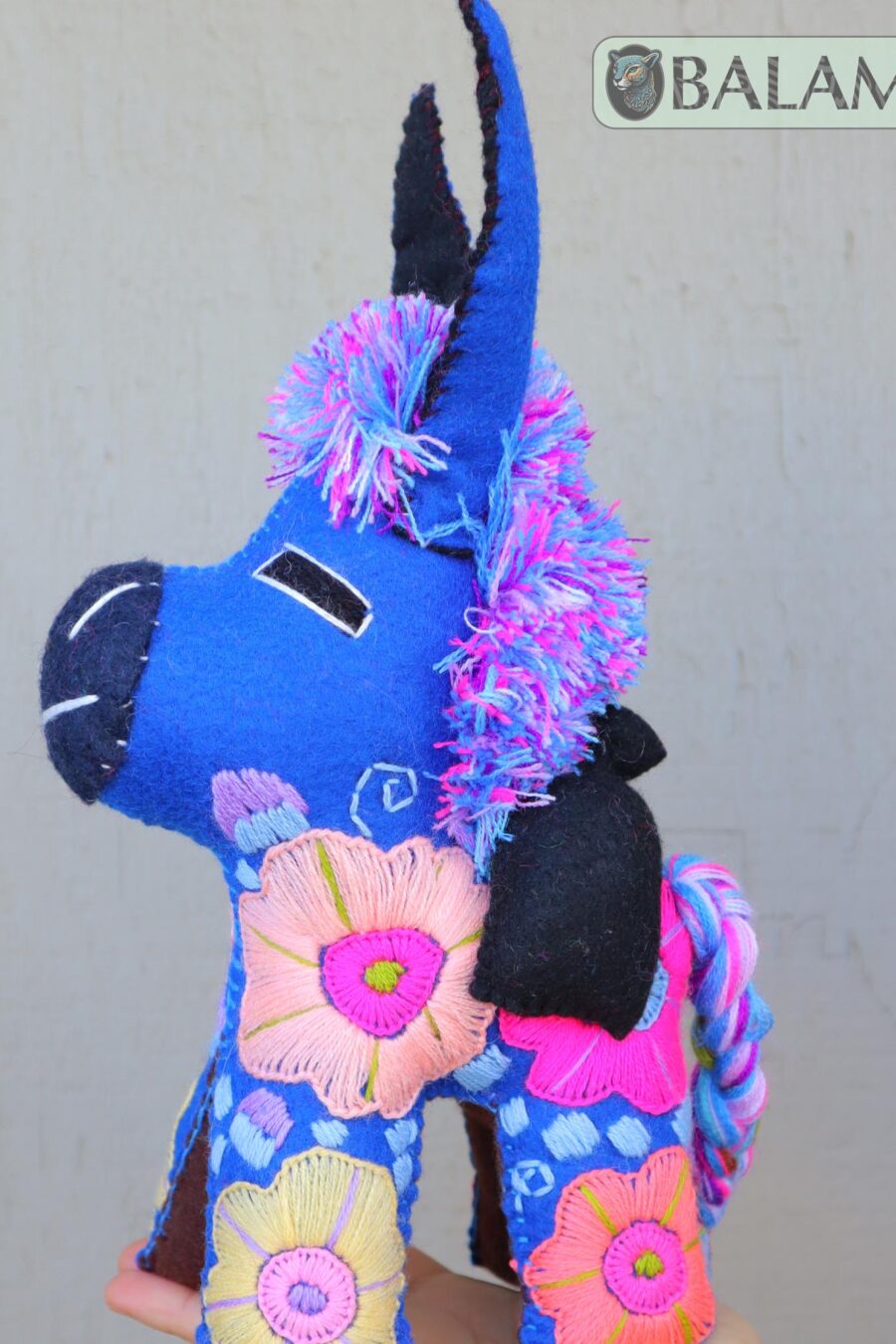 Donkey stuffed animal, Lion stuffed animal, Colorful Mexican handmade plushies, stuffed natural felt animal, Donkey Plushies. 10 - 12'' tall