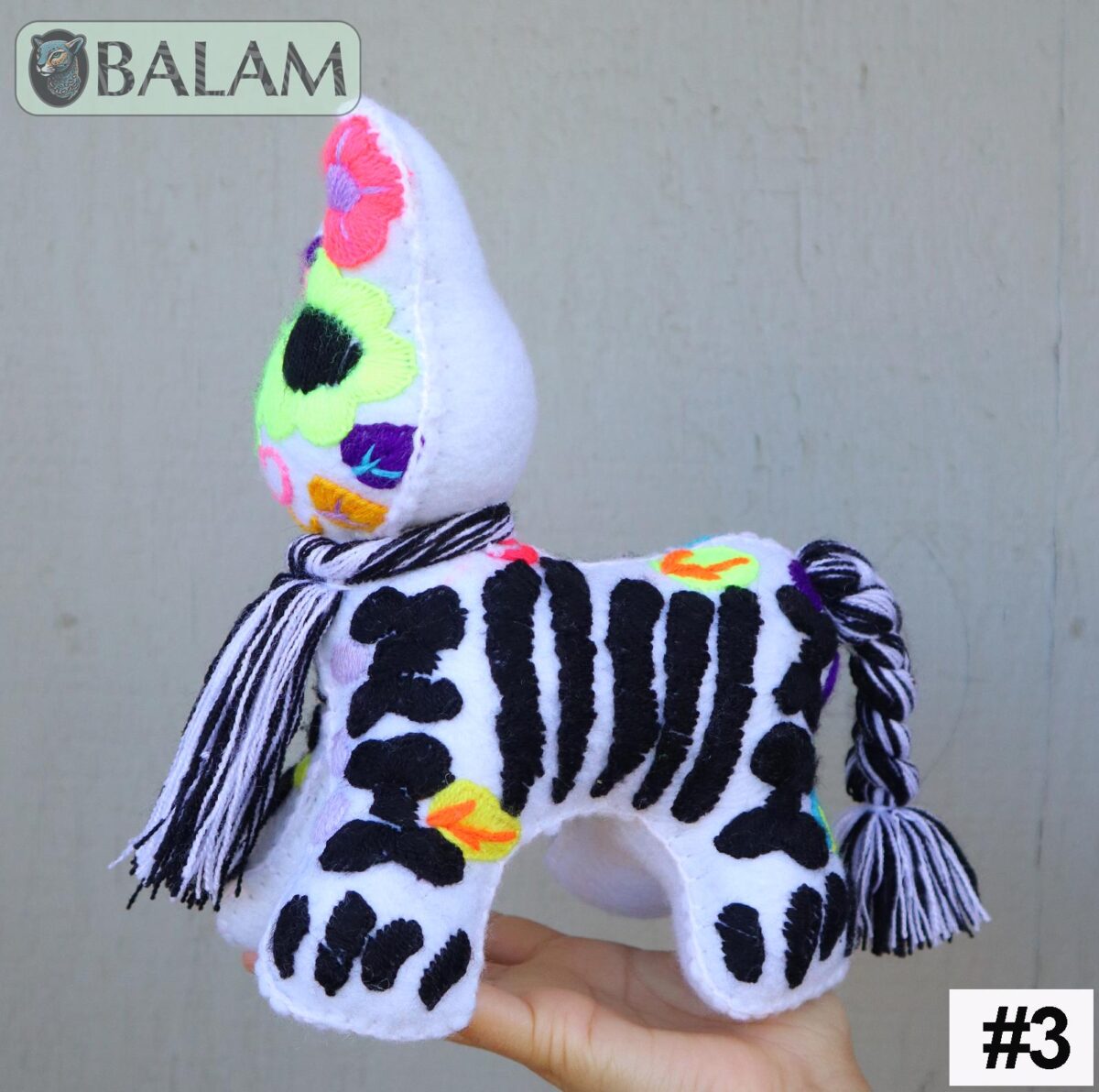 Skeleton cat stuffed animal, Cat stuffed animal, Colorful Mexican handmade plushies, Dia de Muertos Xolo dog. 10 - 11'' tall - Image 6
