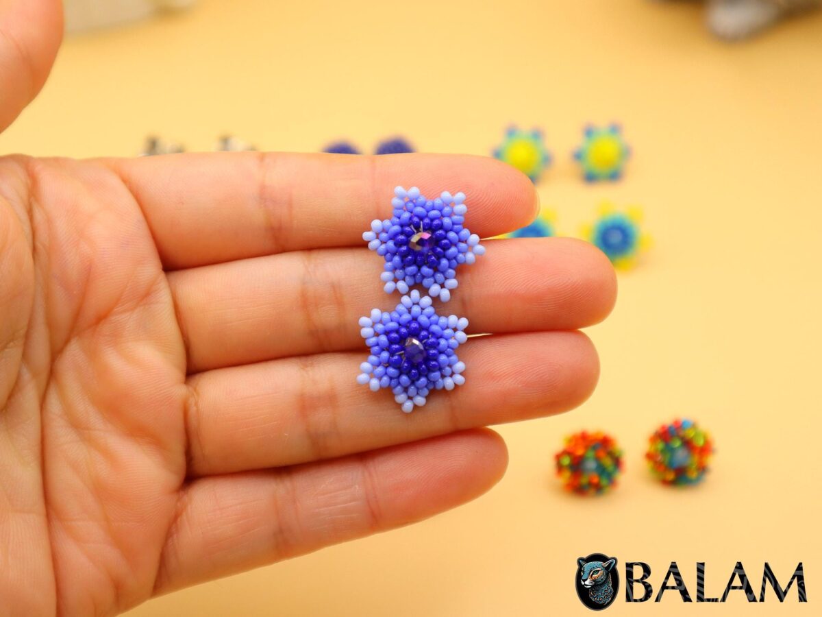 Stud Earrings, Mexican bead stud earrings, Mexican stud, Bead stud.