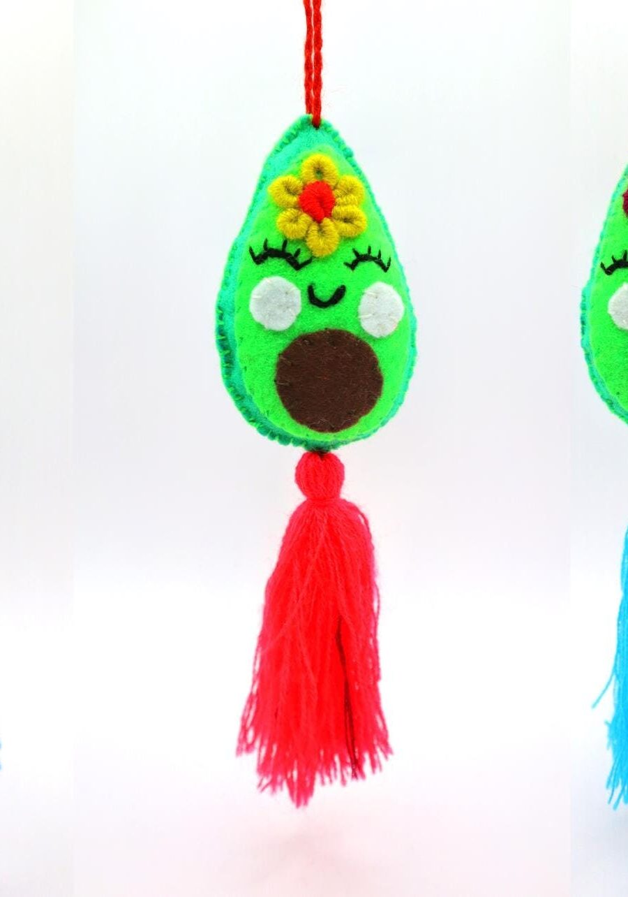 Mexican Cactus Pom Pom tassel, Avocado ornament, Cactus Ornament, Mexican Felt Pom Pom, Tassel.