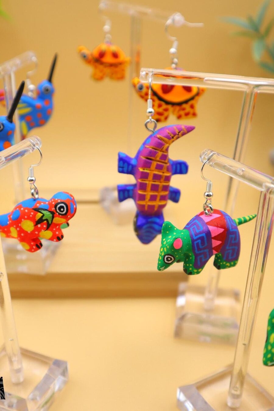 PREMIUM Alebrije Earrings, mini alebrije, armadillo, Axolotl, Bunny, turtle, Cat. Silver-plated hook. Read description
