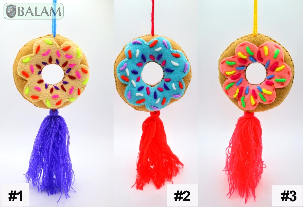 Mexican Concha Pom Pom tassel, Donuts ornament, Donas Ornament, Mexican Felt Pom Pom, Conchas y donas. - Image 2