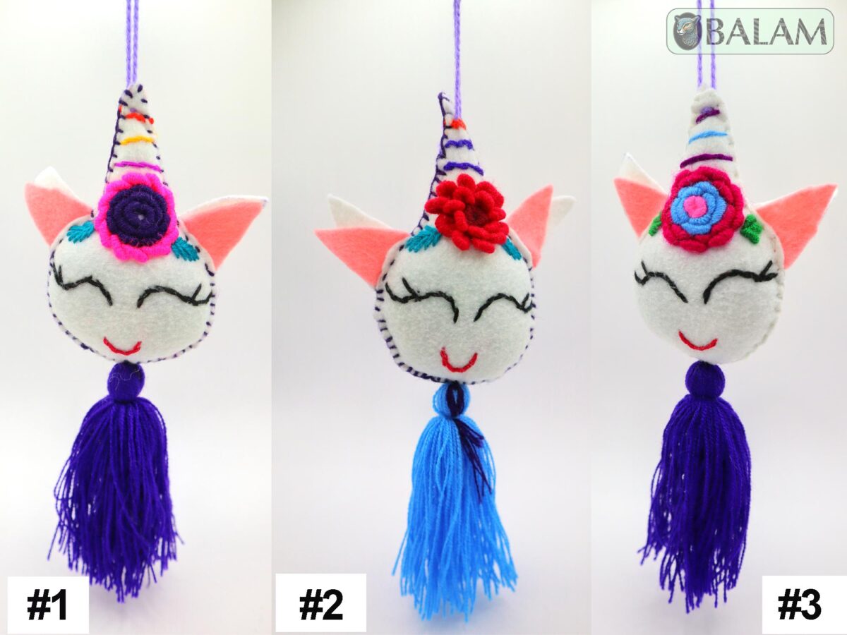 Mexican Cat Pom Pom tassel, Unicorn ornament, Cat Ornament, Unicorn tassel, Mexican Felt Pom Pom, Tassel. - Image 4