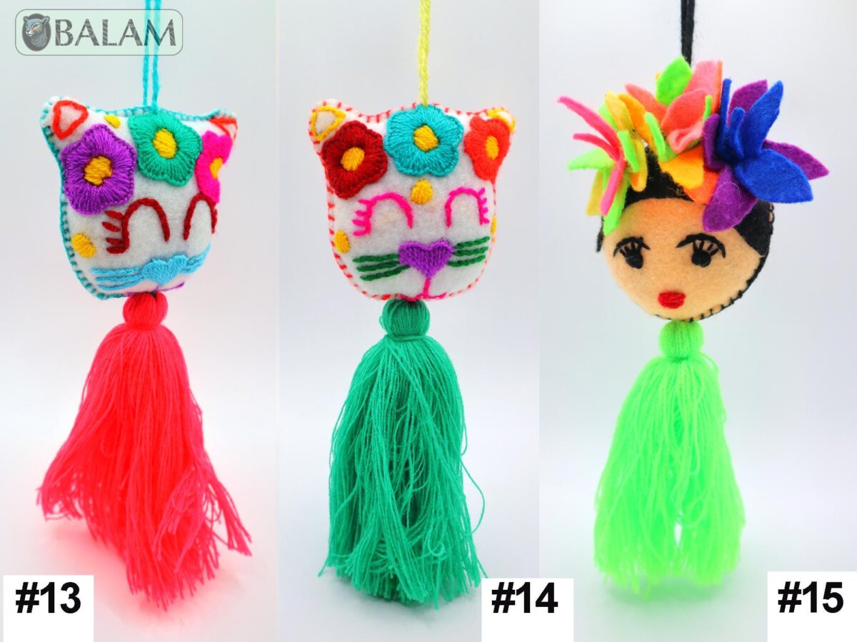 Mexican Cat Pom Pom tassel, Unicorn ornament, Cat Ornament, Unicorn tassel, Mexican Felt Pom Pom, Tassel. - Image 8