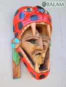 Mayan Warrior Mask, Cedar wooden duality mask, Duality mask, jaguar mask, Jaguar duality warrior mask, Mayan duality mask. 12 inches, Heavy