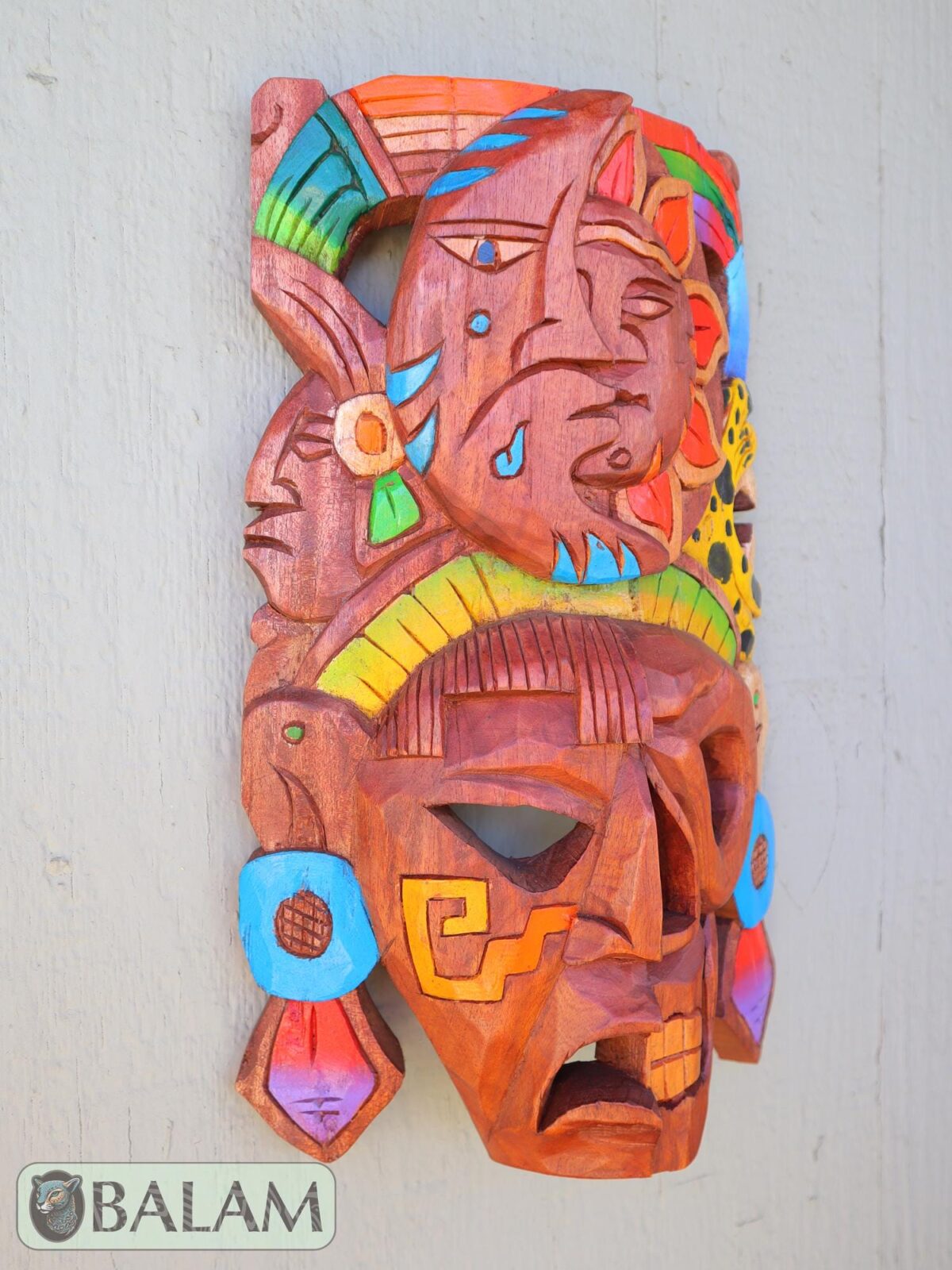Mayan duality Mask, Cedar wooden duality mask, Duality mask, Eclipse mask, Sun and moon, Mayan duality mask. 15 inches - Image 3