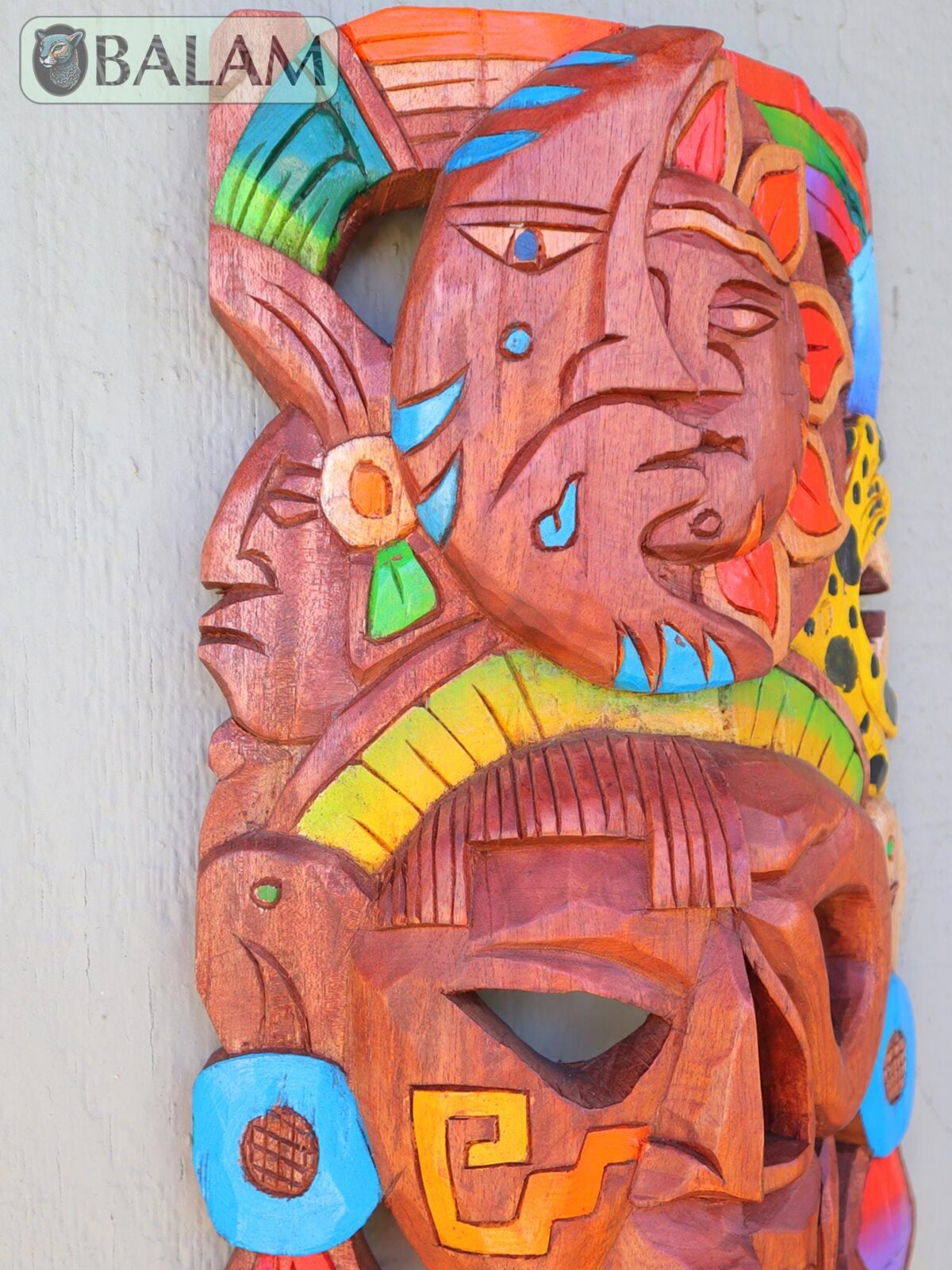 Mayan duality Mask, Cedar wooden duality mask, Duality mask, Eclipse mask, Sun and moon, Mayan duality mask. 15 inches - Image 6