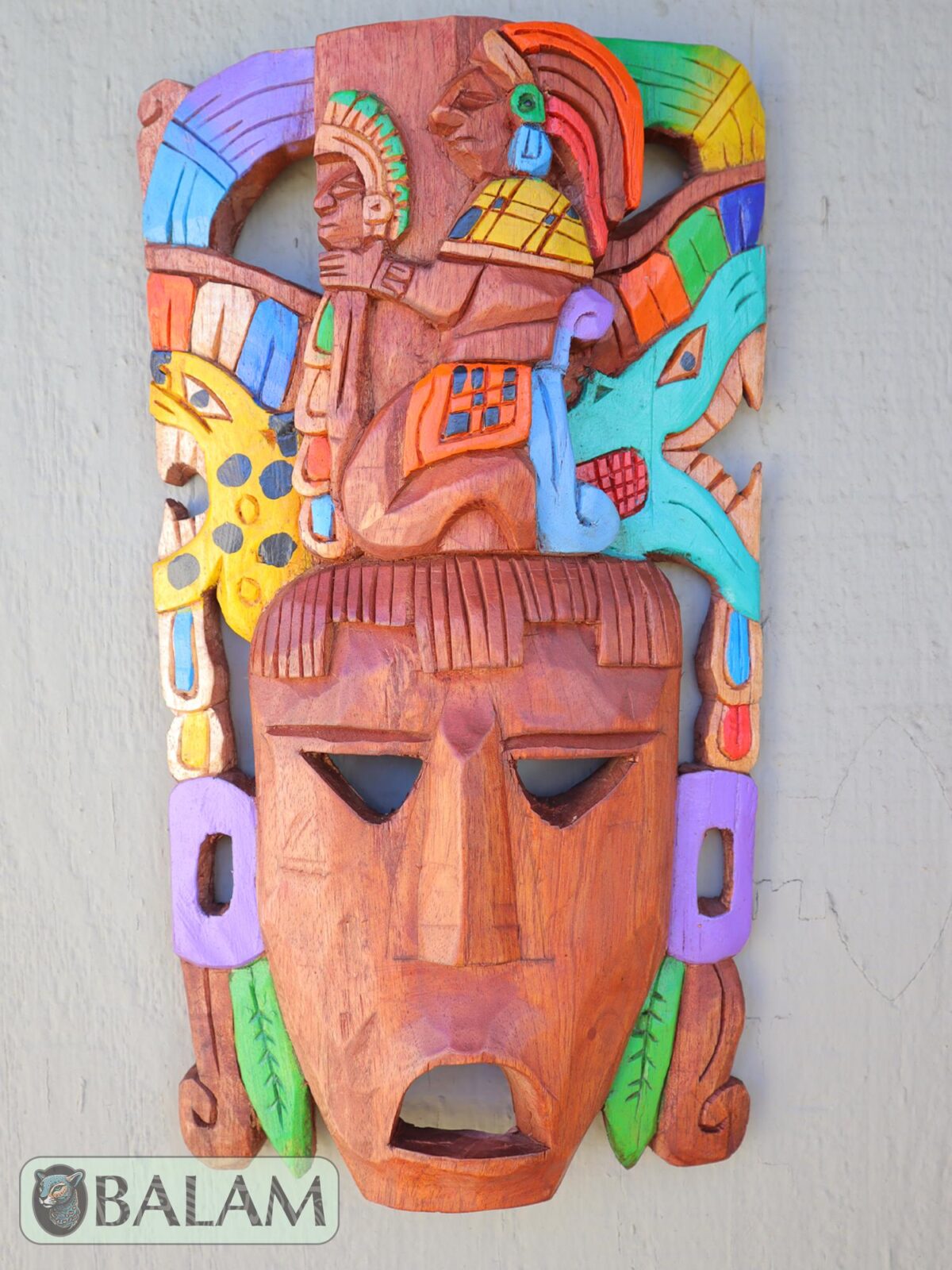 Mayan sacrifice Mask, Cedar wooden sacrifice mask, sacrifice to the gods mask, Kukulcan mask, jaguar warrior, Offering to the god. 15 inches - Image 4