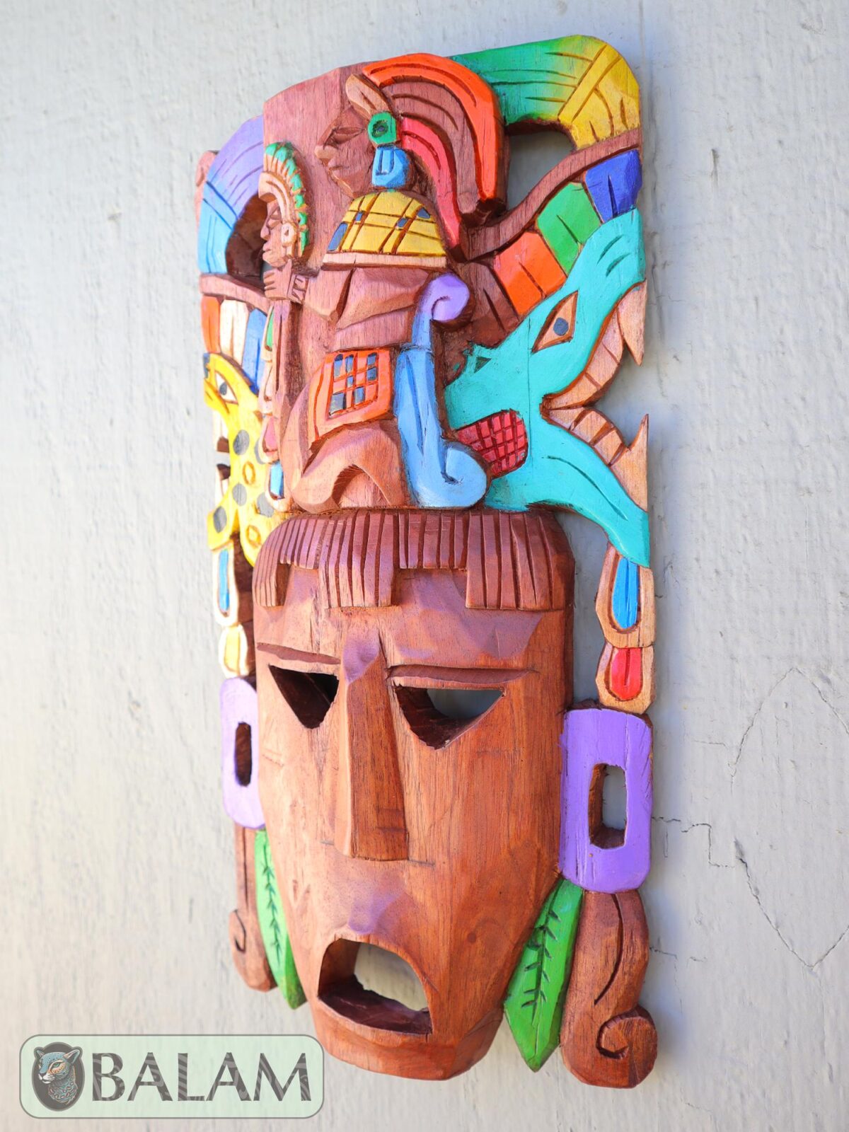 Mayan sacrifice Mask, Cedar wooden sacrifice mask, sacrifice to the gods mask, Kukulcan mask, jaguar warrior, Offering to the god. 15 inches - Image 6