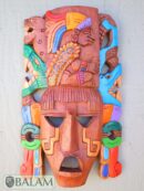 Mayan King Pakal Mask, Cedar wooden Mayan mask, Mayan King mask, Kukulcan snake mask, Jaguar, snake Mayan. 15 inches