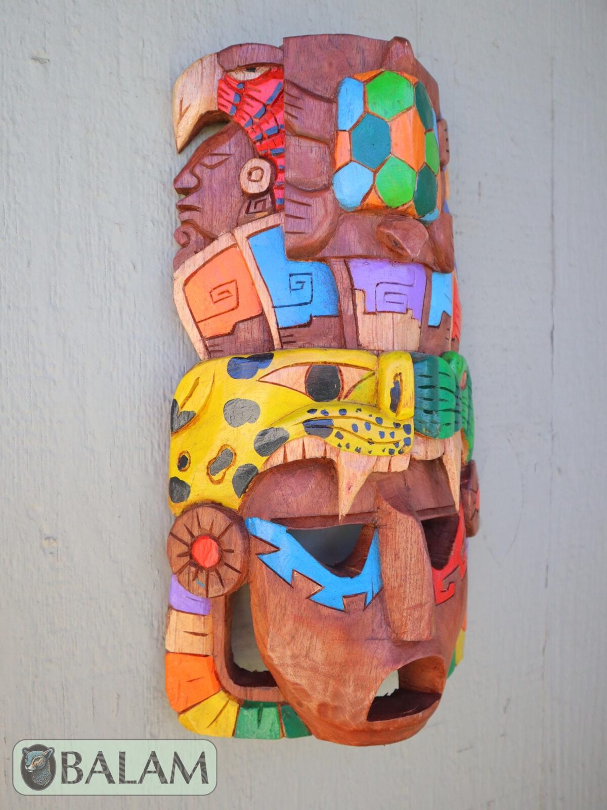 Mayan duality of jaguar and snake Mask, Cedar wooden Mayan mask, Mayan Sea turtle mask, Kukulcan snake mask, Jaguar, snake Mayan. 15 inches - Image 5
