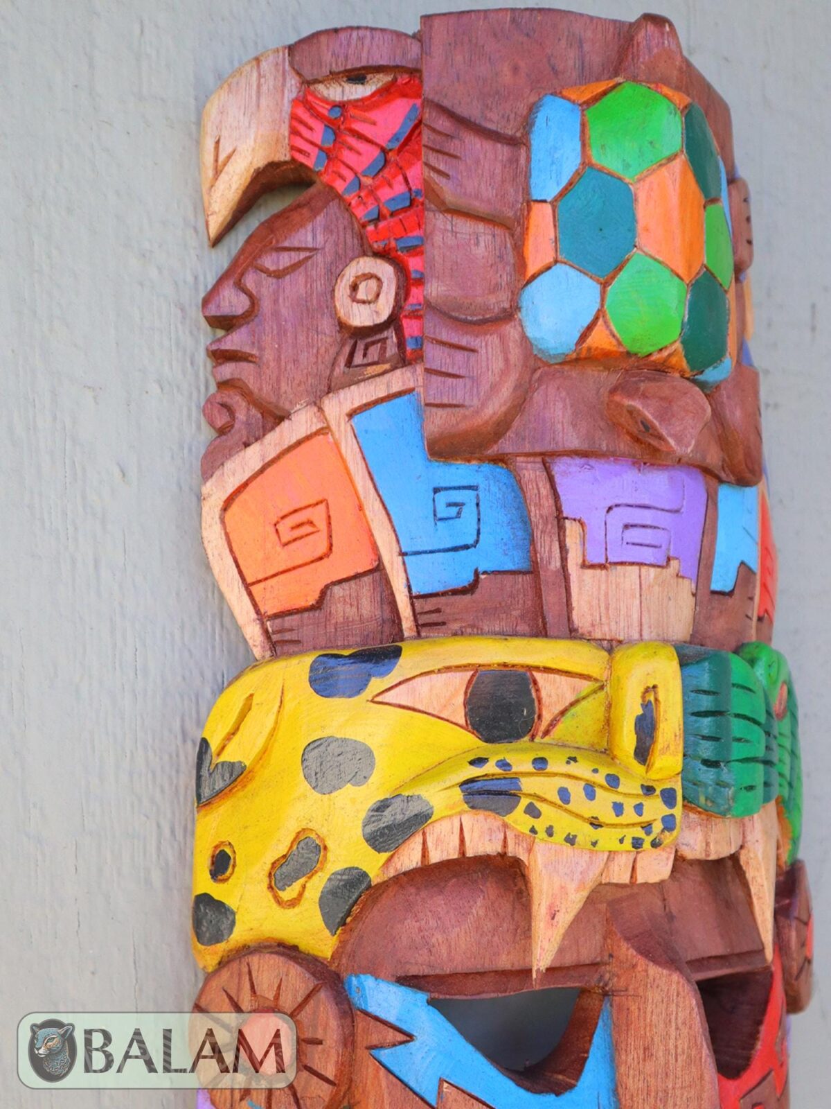 Mayan duality of jaguar and snake Mask, Cedar wooden Mayan mask, Mayan Sea turtle mask, Kukulcan snake mask, Jaguar, snake Mayan. 15 inches - Image 4