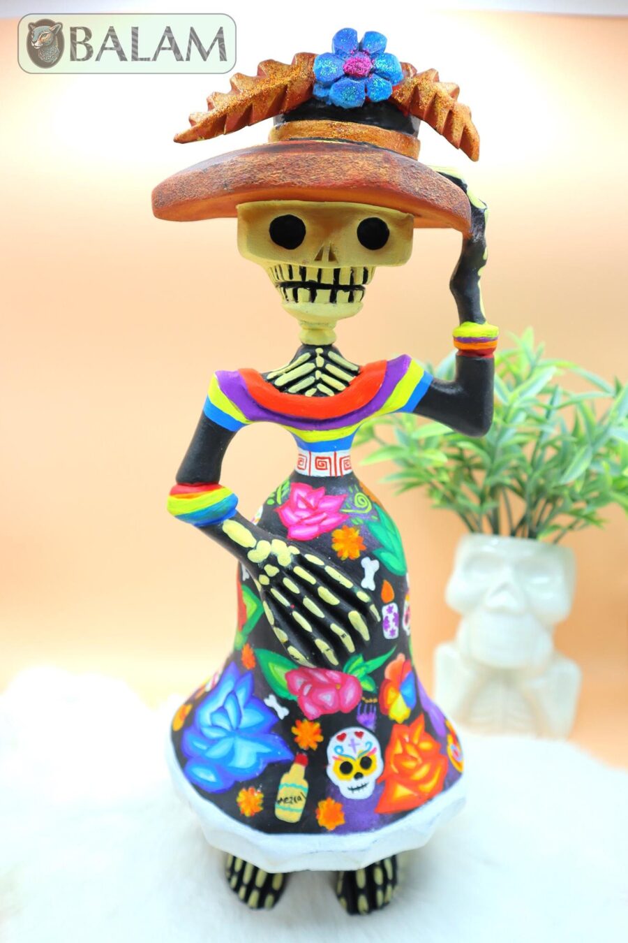 Mexican catrina wooden, Catrina Alebrije, Catrina Sculpture, Dia de los Muertos Alebrije. Day of death alebrije. 12 inches