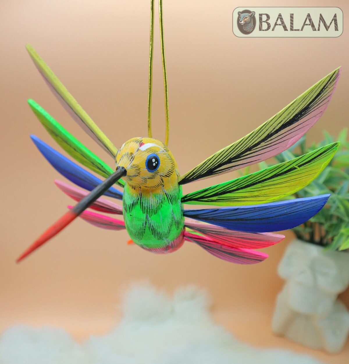 Hummingbird Alebrije, Hummingbird ornament, Wood copal sculpture, hummingbird, bird alebrije, Colibri alebrije, Big hummingbird alebrije. - Image 4