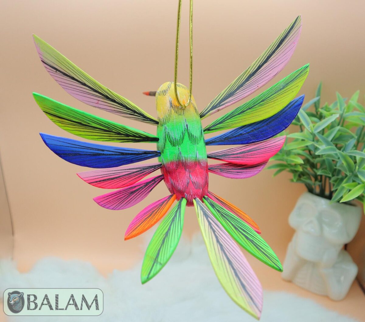 Hummingbird Alebrije, Hummingbird ornament, Wood copal sculpture, hummingbird, bird alebrije, Colibri alebrije, Big hummingbird alebrije. - Image 5