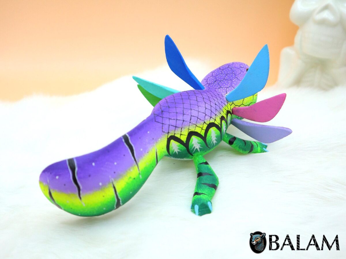 Little Ajolote alebrije, Alebrije from Oaxaca, Copal wood sculpture, Alebrije art, cute Axolotl alebrije, Salamander, Cute axolotl alebrije. - Image 3