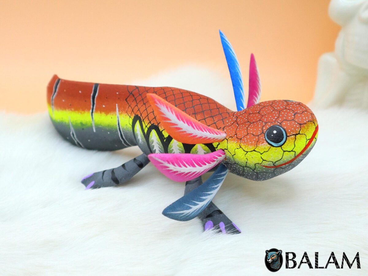 Little Ajolote alebrije, Alebrije from Oaxaca, Copal wood sculpture, Alebrije art, cute Axolotl alebrije, Salamander, Cute axolotl alebrije. - Image 2