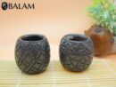 Barro Negro Shot Glasses with different patterns. Mezcal Glass, Tequilero Shot Glass. Rustic handmade shot glass. San Bartolo, Oaxaca.
