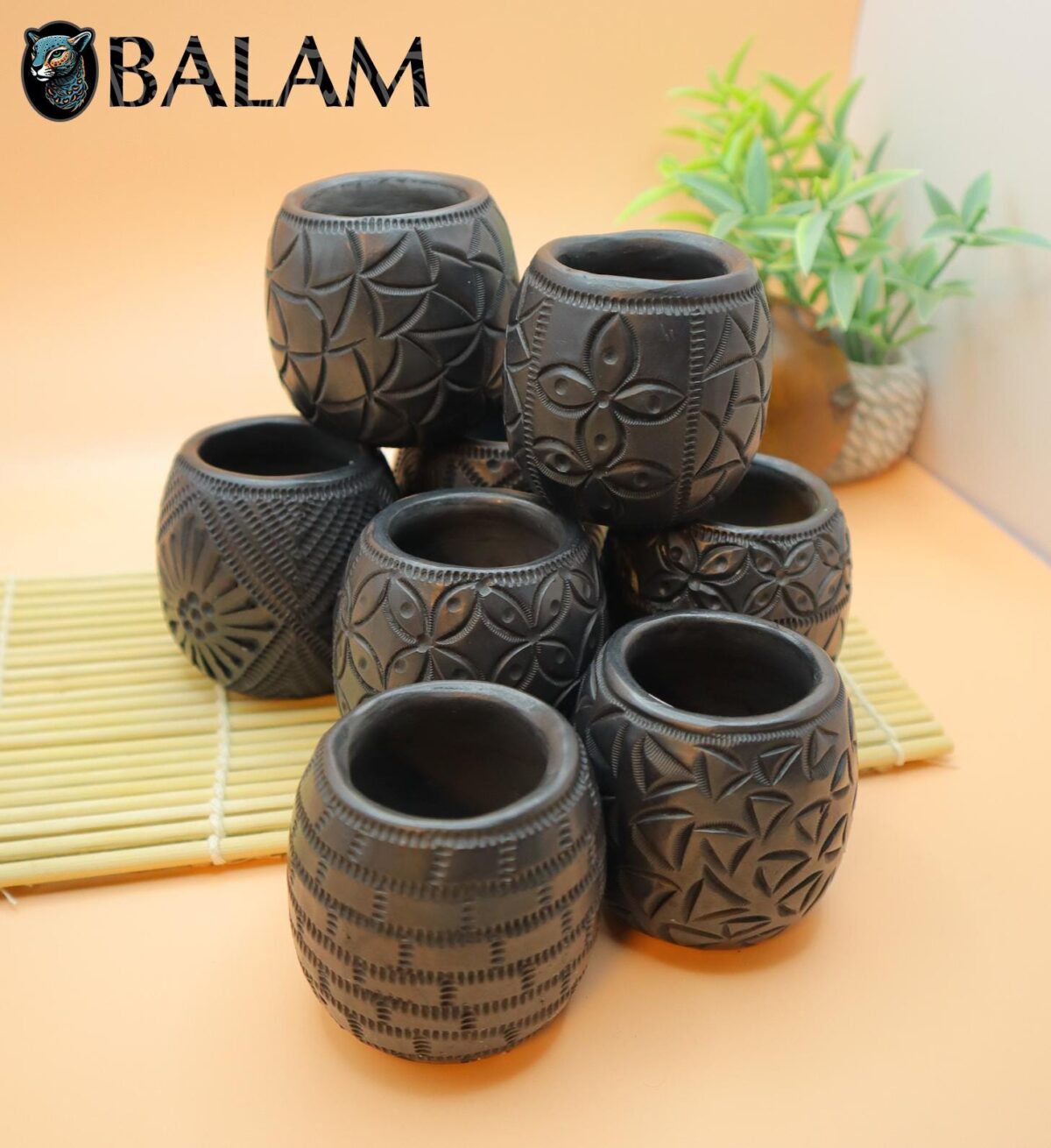 Barro Negro Shot Glasses with different patterns. Mezcal Glass, Tequilero Shot Glass. Rustic handmade shot glass. San Bartolo, Oaxaca. - Image 8