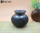 Small Barro Negro Vase. Small flower vase, cutout vase. Rustic handmade small vase. San Bartolo, Oaxaca.
