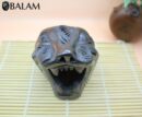 Barro Negro Jaguar Head. Impressive Handmade Jaguar of Black clay. Rustic handmade Jaguar head. San Bartolo, Oaxaca.