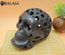 Barro Negro Skull. Black skull decor. Rustic handmade Skull. San Bartolo, Oaxaca.