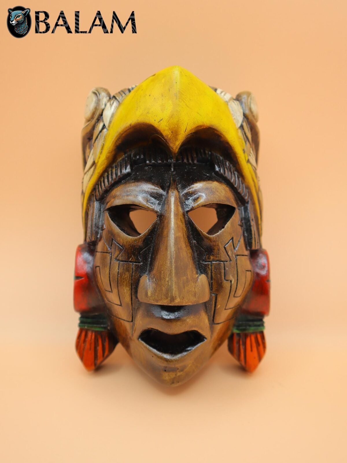 Mayan Aztec Warrior Mask, Wall art, Duality mask, jaguar mask, Warrior mask, Mayan art craft, Art collection, Wall decor.