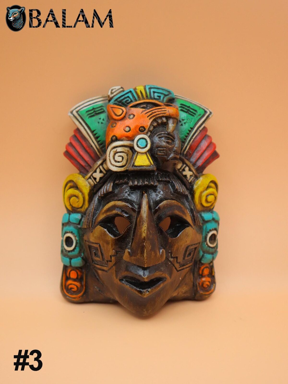 Mayan Aztec Warrior Mask, Wall art, Duality mask, jaguar mask, Warrior mask, Mayan art craft, Art collection, Wall decor. - Image 6