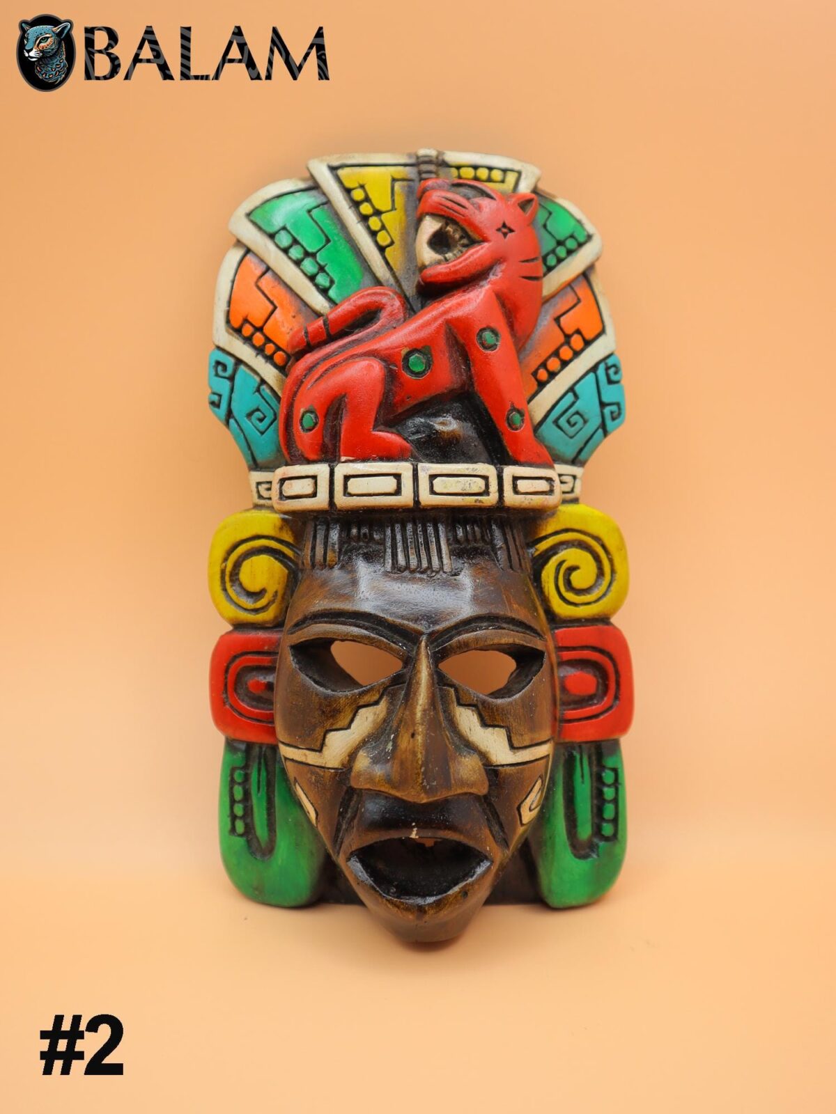 Mayan Aztec Warrior Mask, Wall art, Duality mask, jaguar mask, Warrior mask, Mayan art craft, Art collection, Wall decor. - Image 4