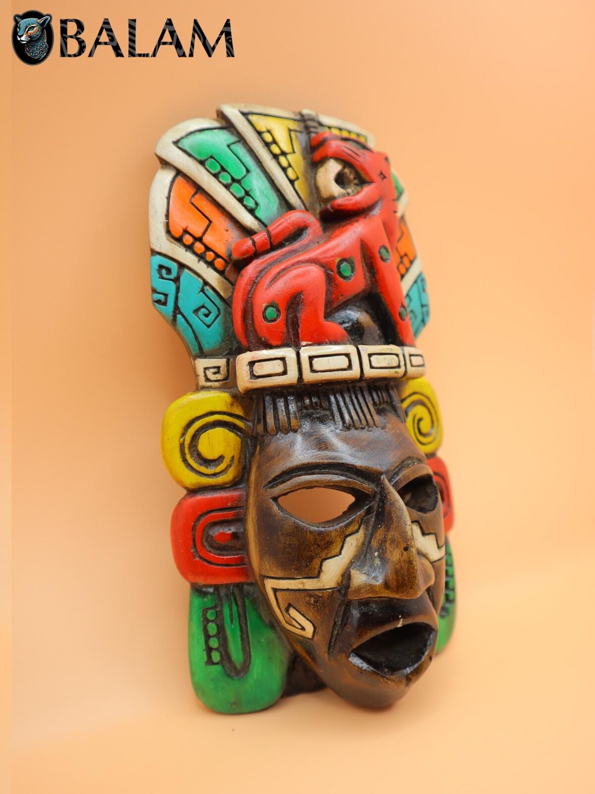 Mayan Aztec Warrior Mask, Wall art, Duality mask, jaguar mask, Warrior mask, Mayan art craft, Art collection, Wall decor. - Image 5