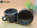 Barro Negro Chocolatera or Coffee mug with patterns, Taza Bola de Barro negro, Rustic handmade Mugs. San Bartolo, Oaxaca.