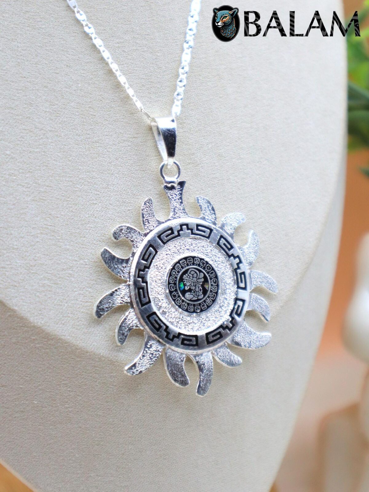 Silver Sun pendant, Mayan Calendar sun, 2 inches pendant, 925 silver. Mayan symbols. Read Description - Image 4
