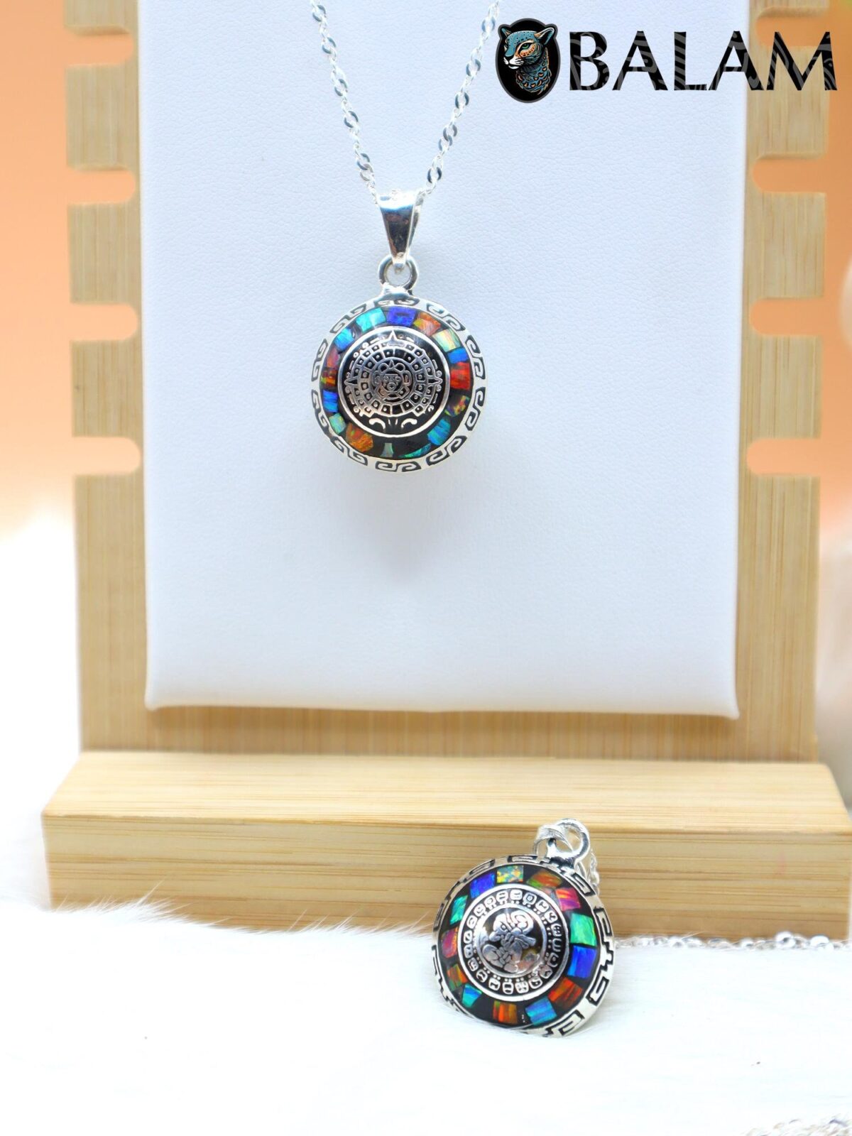 Angel Caller, Harmony ball, Chime bell pendant, 21 mm pendant (Medium), 925 silver. Mayan Aztec Calendar. Multicolor. Read Description - Image 2