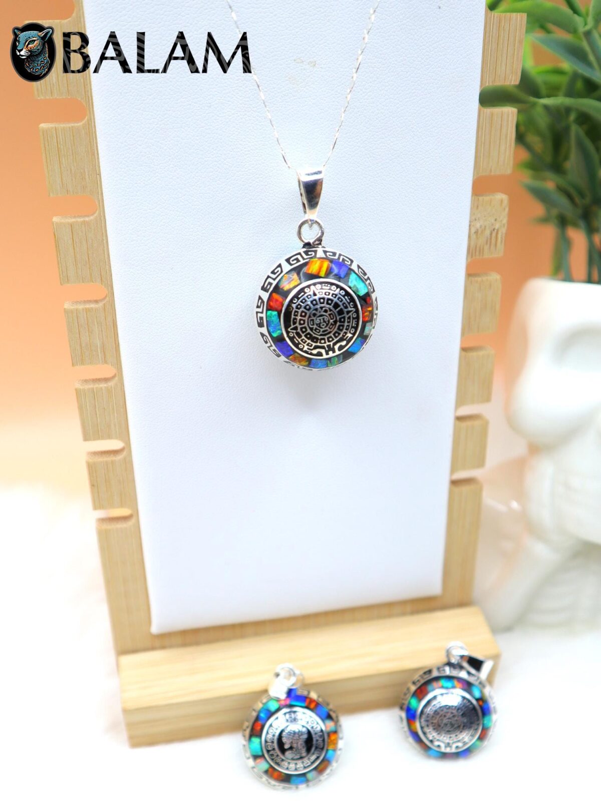 Angel Caller, Harmony ball, Chime bell pendant, 25 mm pendant (Big), 925 silver. Mayan Aztec Calendar. Multicolor. Read Description - Image 3