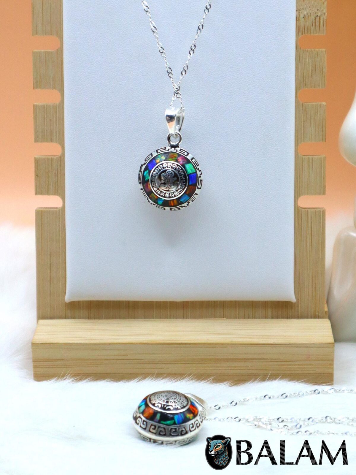 Angel Caller, Harmony ball, Chime bell pendant, 25 mm pendant (Big), 925 silver. Mayan Aztec Calendar. Multicolor. Read Description - Image 4